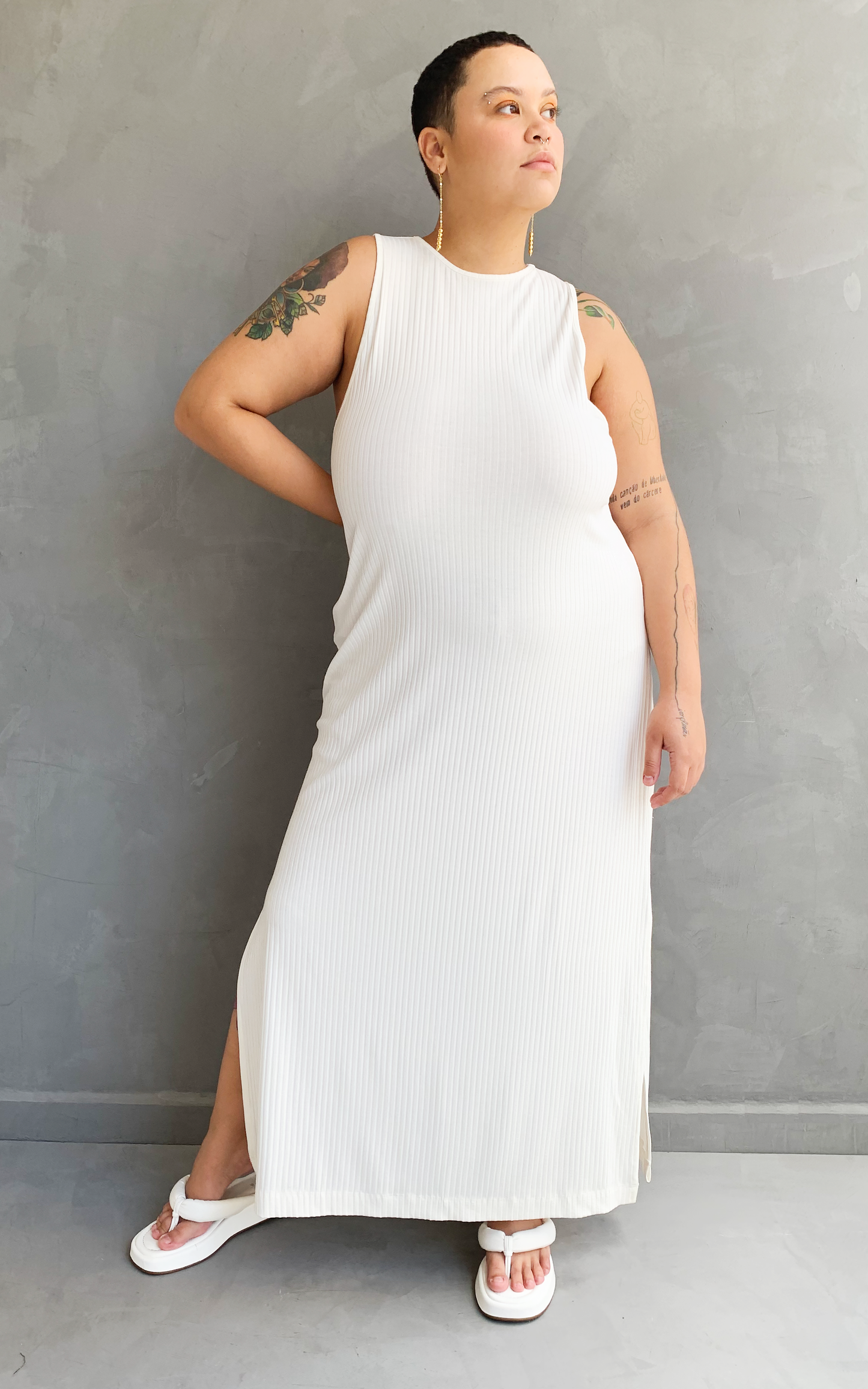 Vestido Midi Calmou Off White